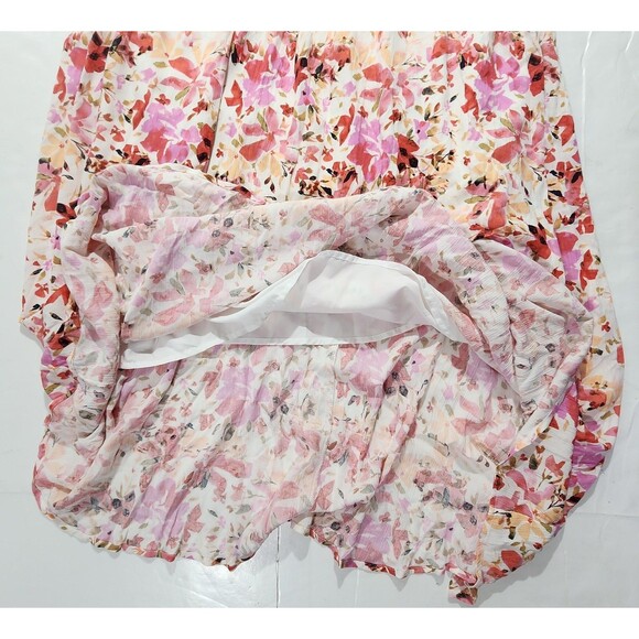 Frye & Co Pink & Red Floral Summer Dress Capped Sleeves Women's Size 2X Midi - Picture 6 of 14